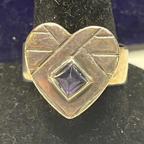 Mignon Faget Sterling Silver Heart Ring with Amethyst - Picture 6 of 10